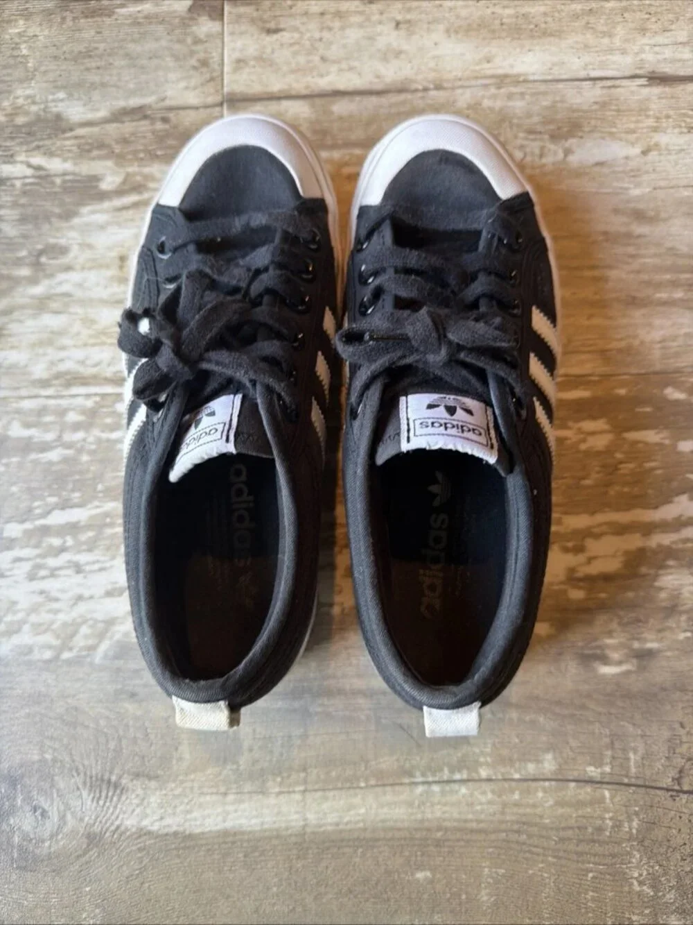 adidas Nizza Platform Shoes Black Walking Casual Comfort Lift Sneakers Women’s 7